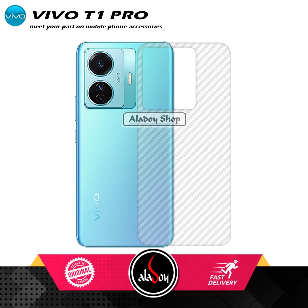 PAKET 2 IN 1 Tempered Glass Layar Vivo T1 Pro + Skin Carbon Film 3D