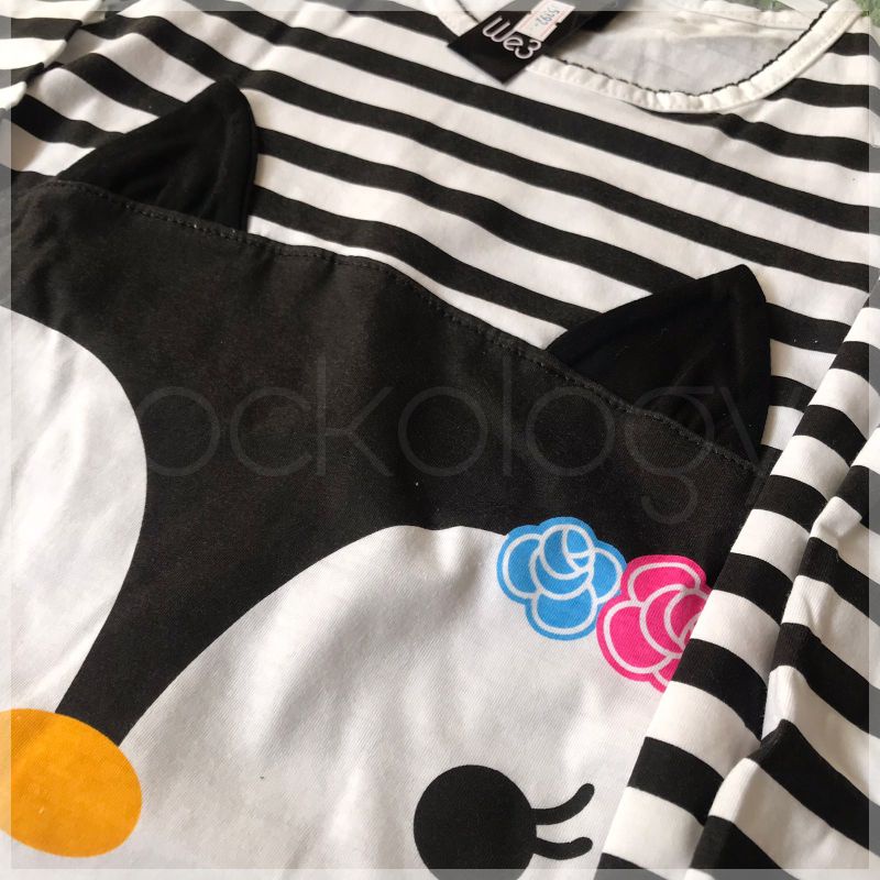 Baju tidur anak tidur 1set setelan baju celana pingun salur