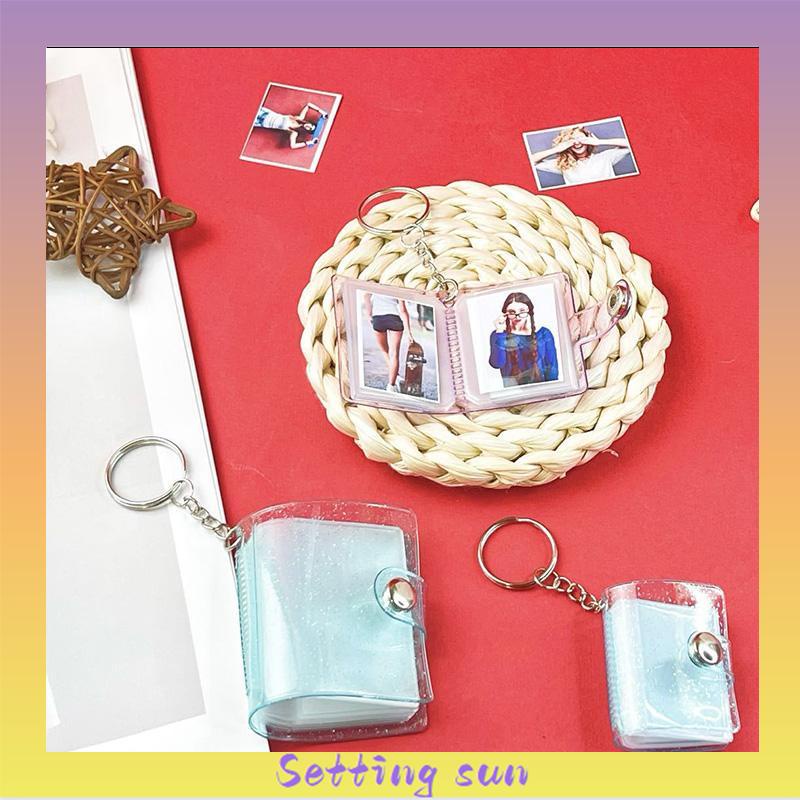 1 &amp; 2 Inch Mini Photo Album 16 Pockets KeyRing Key Ring Shiny Transparent Foto Binder Kecil Card Holder Keychain Gantungan Kunci Jelly Color KPOP Koleksi Ganci pacar memory kenangan hadiah potret  TN