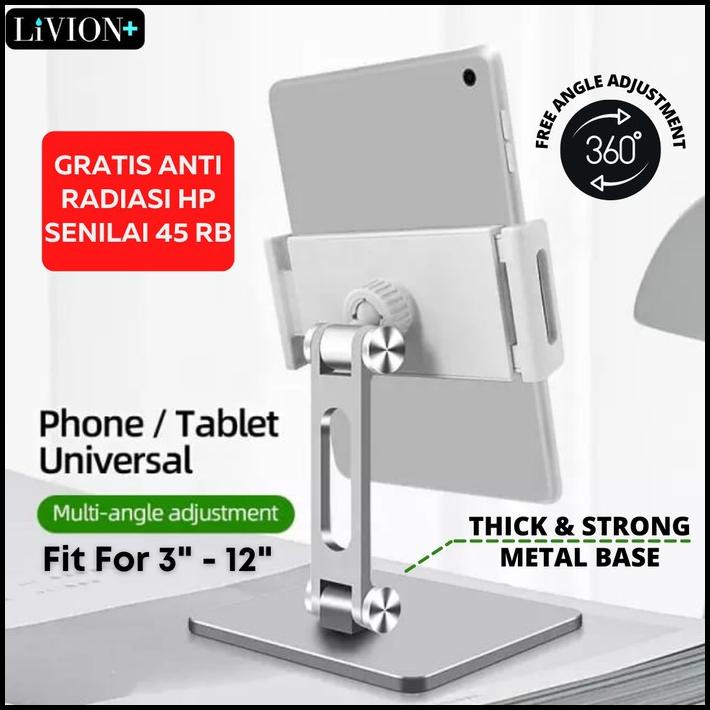 Livion+ Tablet Stand Holder 360 Rotasi Stand Ipad Pro Hp Multi Angle