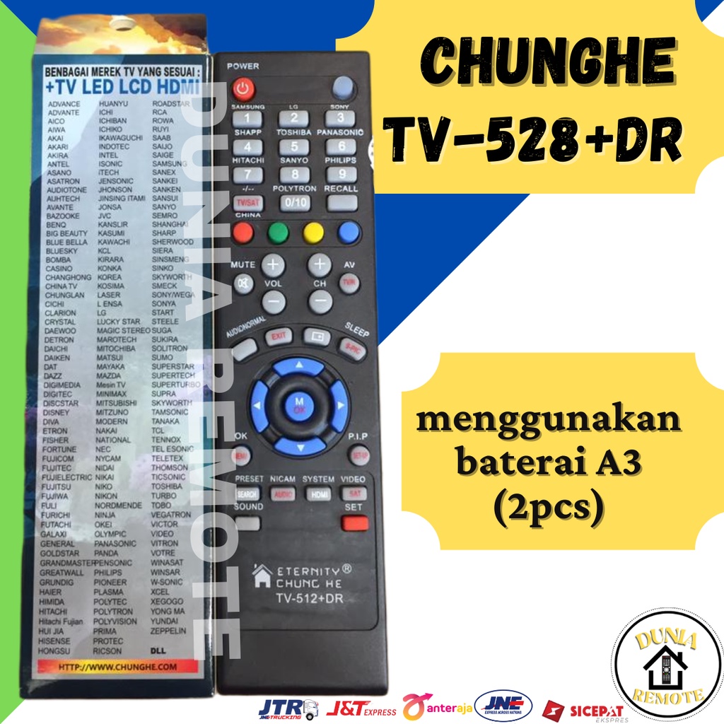 Remot Remote TV MULTI Tabung LCD LED +DIGITAL RECEIVER UNIVERSAL Chunghe 528+