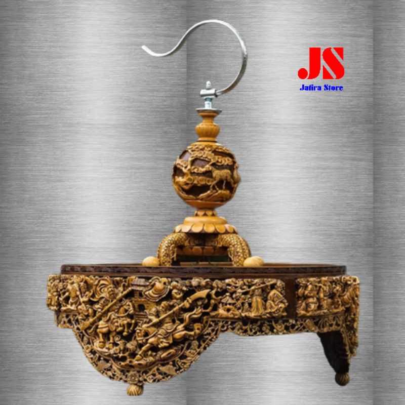 Tebok sangkar Lovebird kayu bambu motif Dewa Perang