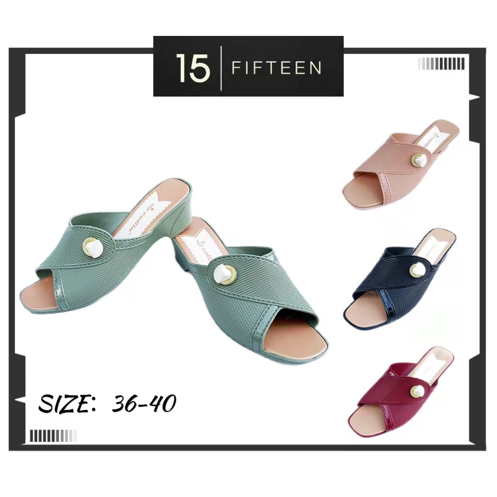 15 SHOP --- Collin ---Sandal Wanita Slip On Sandal Peep Toe Tinggi 4 cm - J1539