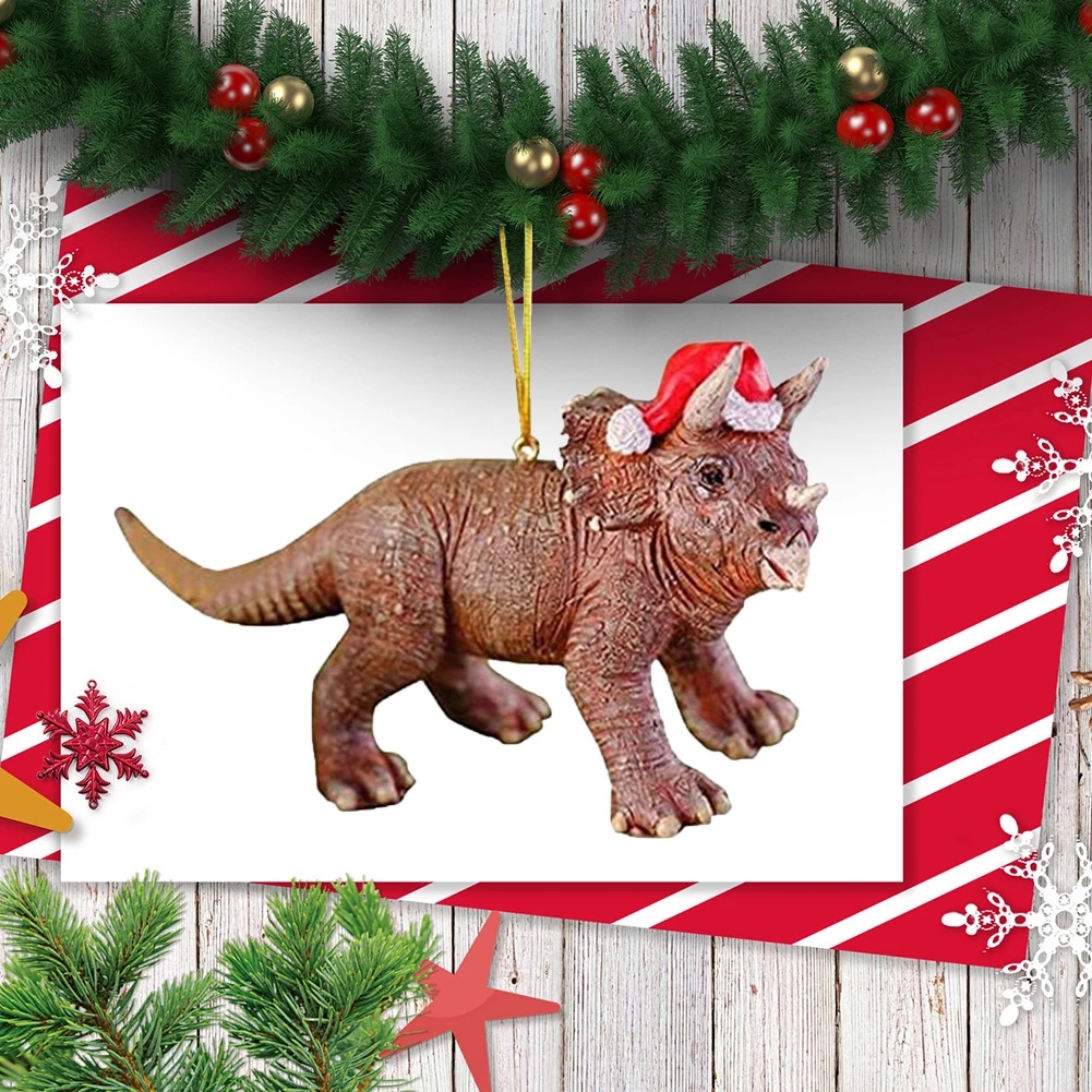Ornamen Gantung Bentuk Kartun Hewan Dinosaurus Bahan Akrilik Untuk Dekorasi Pohon Natal