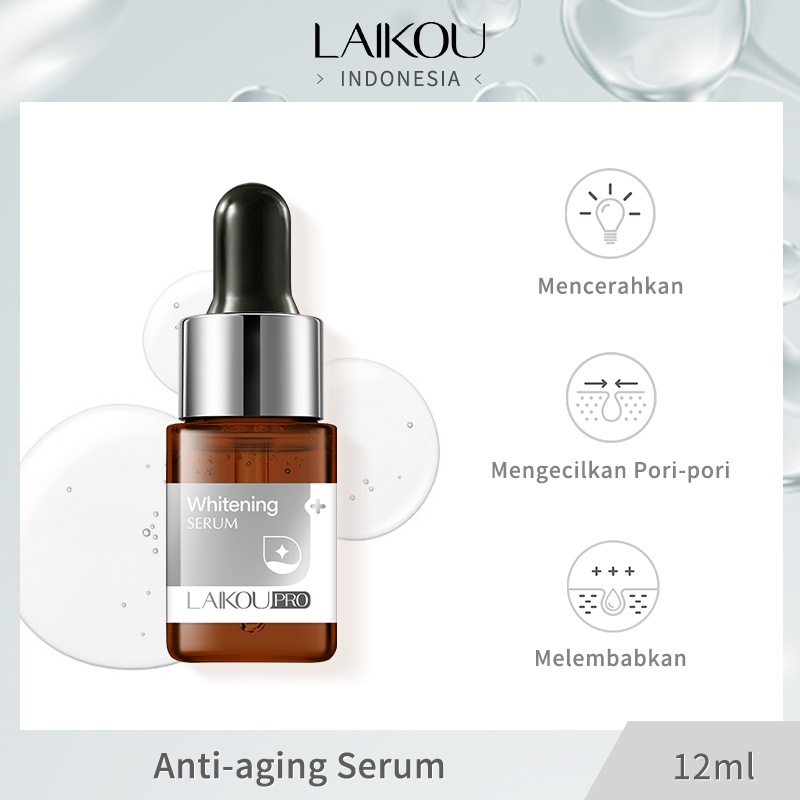 LAIKOU PRO Serum Mencerahkan Memudarkan Flek Esensial Mengencangkan Pori-pori 12ml