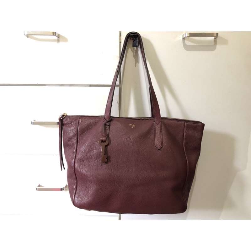 Preloved Tas F0ssil Sydney Shopper Maroon