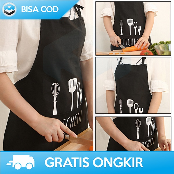 CELEMEK MASAK DAPUR KANTONG PENYIMPANAN PRIA WANITA APRON KITCHEN 4115