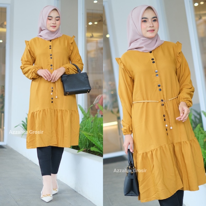 NAKITA TUNIK - LD100-110 Tunik Wanita Shakila Free Belt Kancing Aktif / R.14 - 263-6068