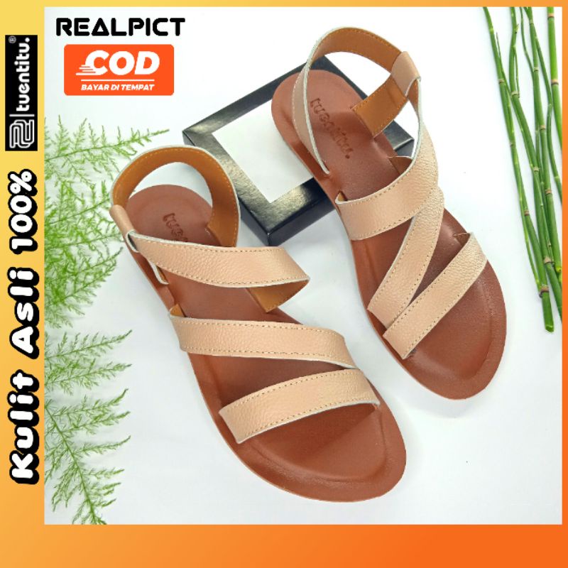 Sandal Wanita Kulit Asli Sukaregang Garut Sendal Kulit Cewek Cewe Perempuan Wanita Dewasa Ori Origin
