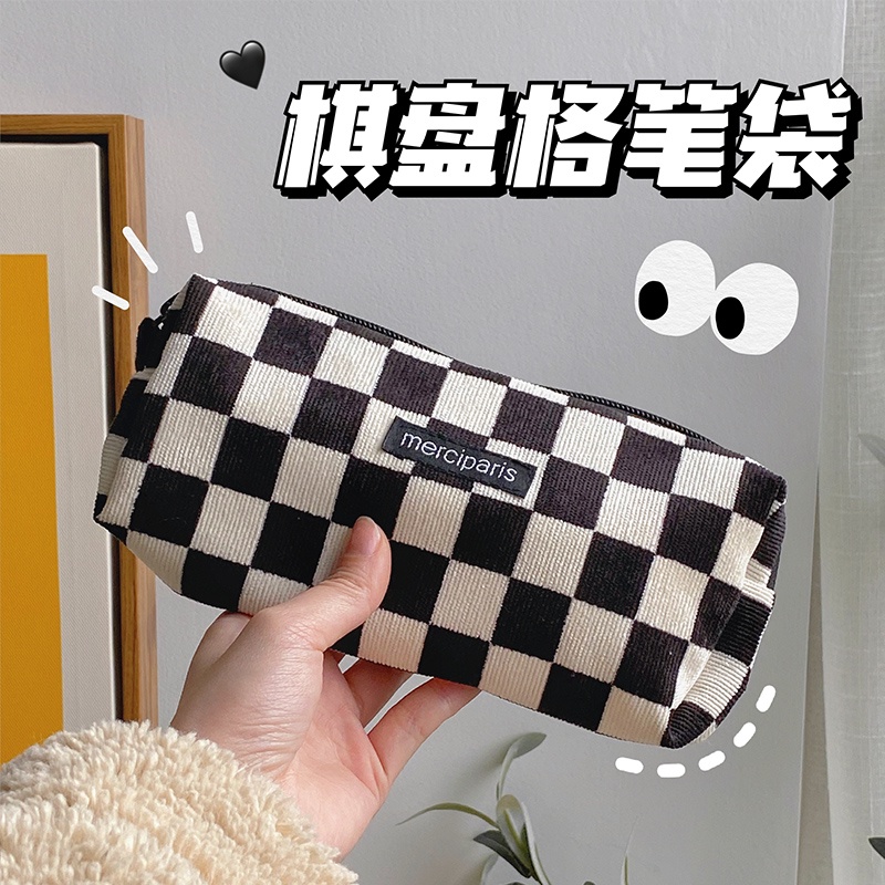

Checkerboard Pencil Case~insJapanese Minority Girl Good-looking College Student Stationery Case Simp