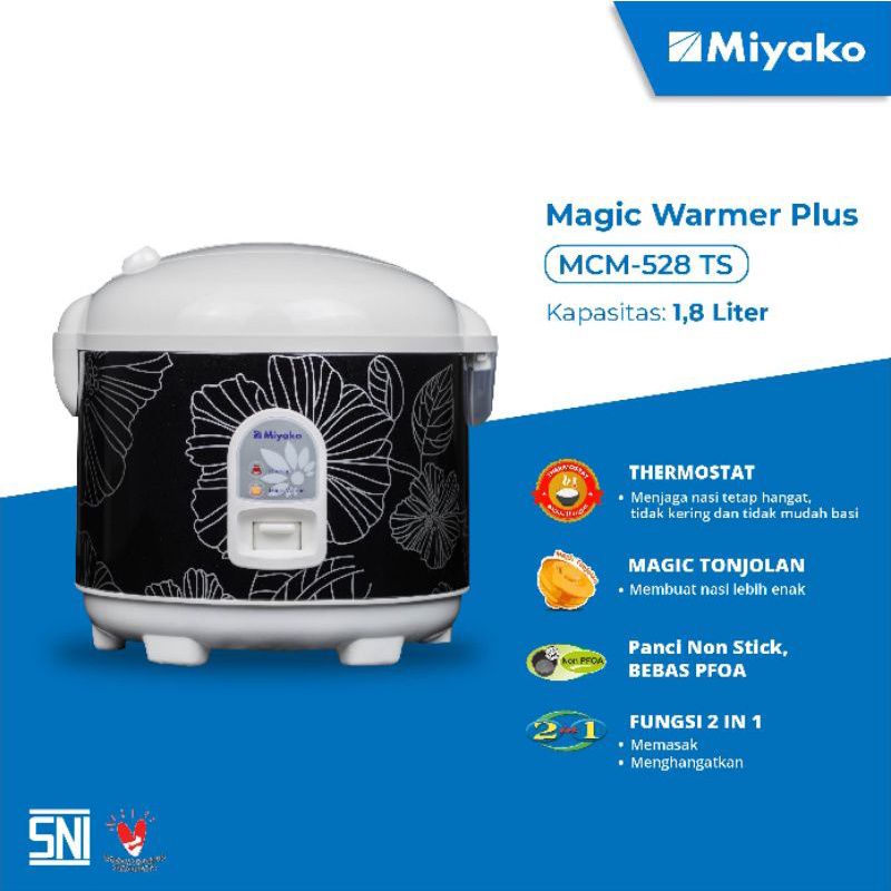 Magic Warmer Plus Miyako MCM-528 TS MAGICCOM MAJIC JAR MEMASAK MENGHANGATKAN 2 IN 1 ORIGINAL GARANSI RESMI