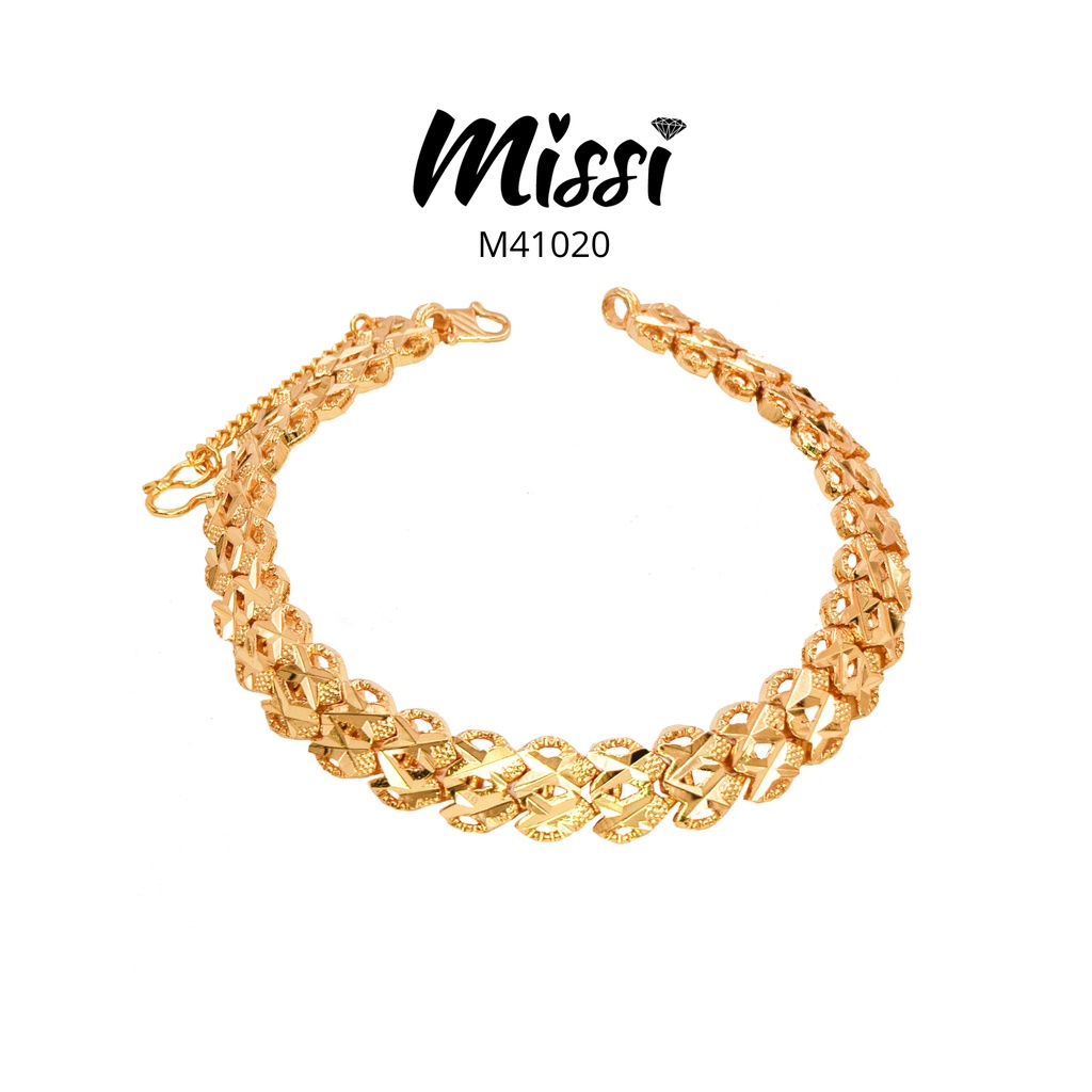 Missishop - M41020 Gelang Tangan Rantai Dubai Ukir Gelombang Lapis Emas 24Karat