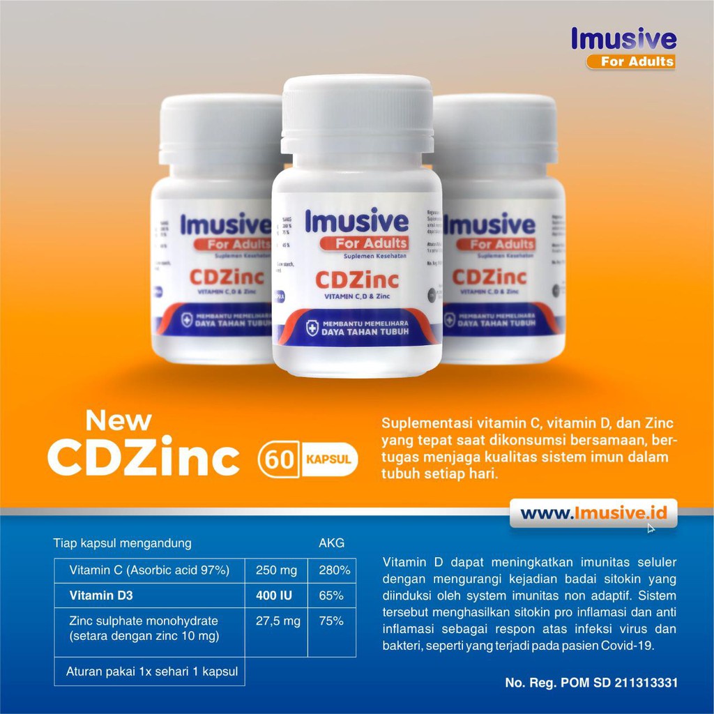 IMUSIVE VITAMIN CD ZINC ISI 60 KAPSUL SUPLEMEN KESEHATAN