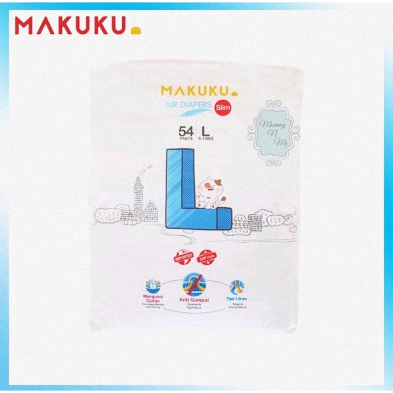 Makuku Air Diapers Slim Pants M52,L50 &amp; XL48 - Popok Sekali Pakai