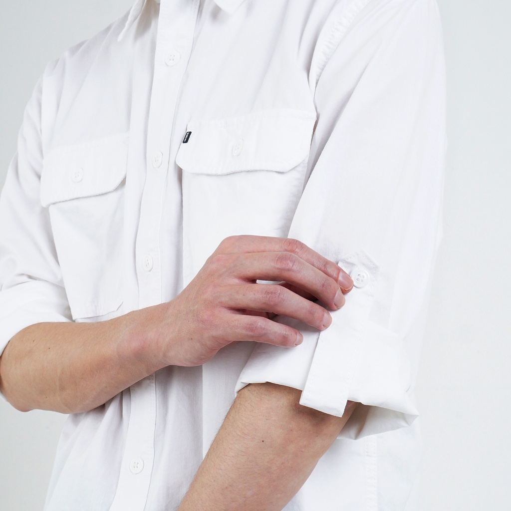 Kemeja Lengan Panjang Outdoor Pria Original MGEE Camper 006 Putih