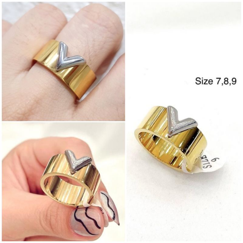 Cincin Titanium asli Branded Band Motif eLv bahan tebal Anti karat Ring Stainless steel ori Premium Quality Ct06
