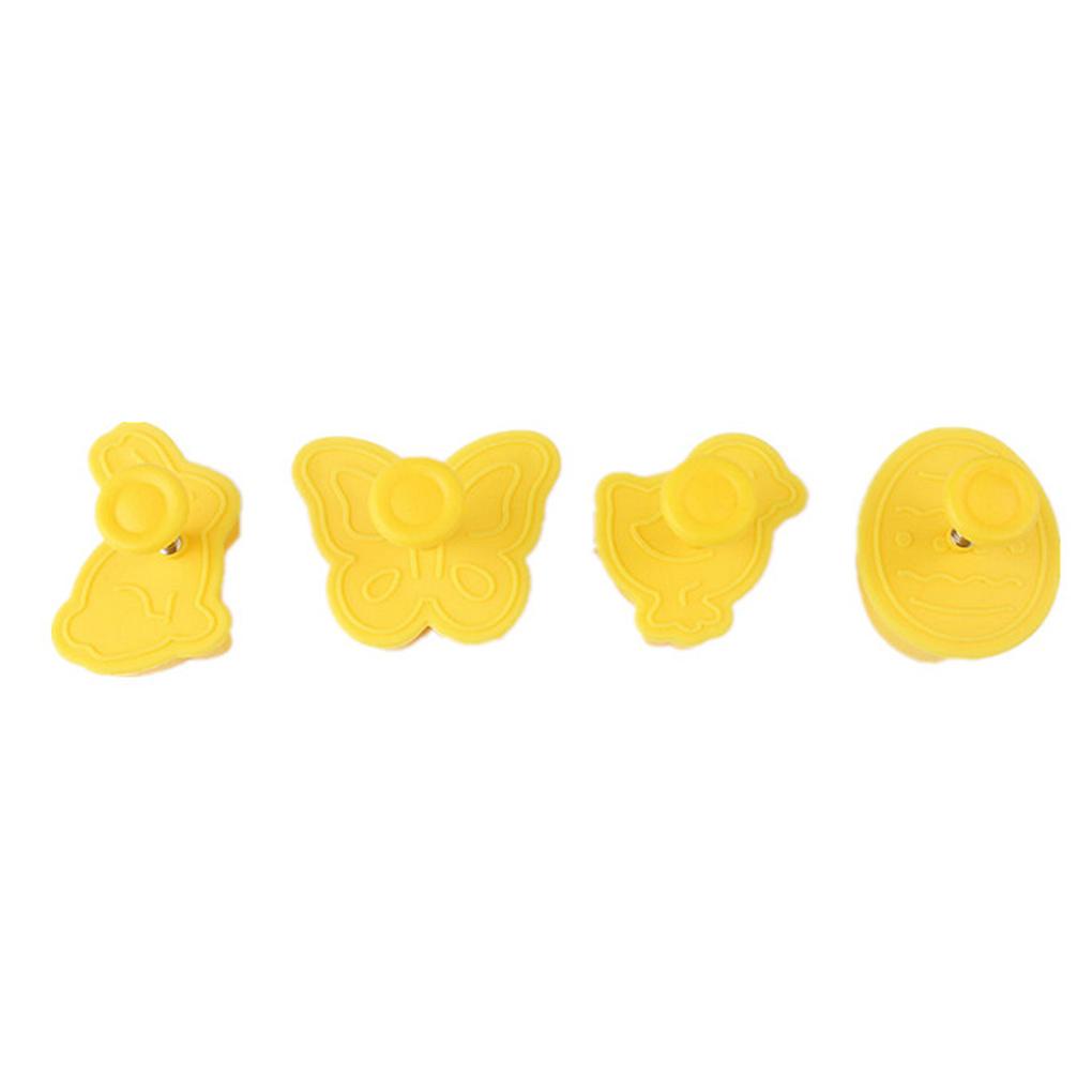 4buah Cetakan Biskuit 3D Aksesoris Rumah Tangga Pola Yang Indah Menekan Cetakan Bakeware Dessert Baking Molds Dapur Gadget