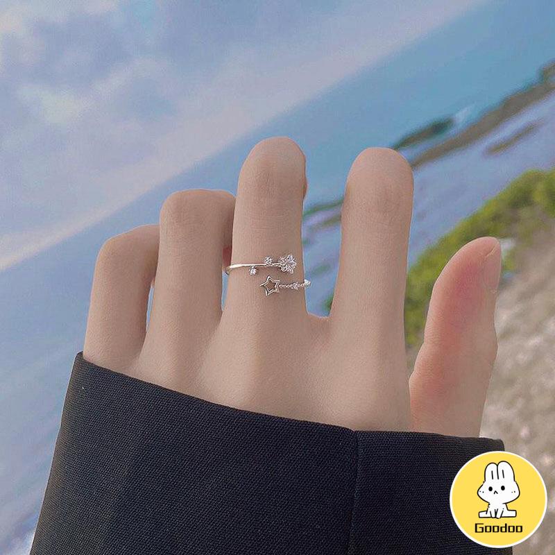 Cincin Model Terbuka Desain Kupu-Kupu Aksen Berlian Untuk Wanita -Doo