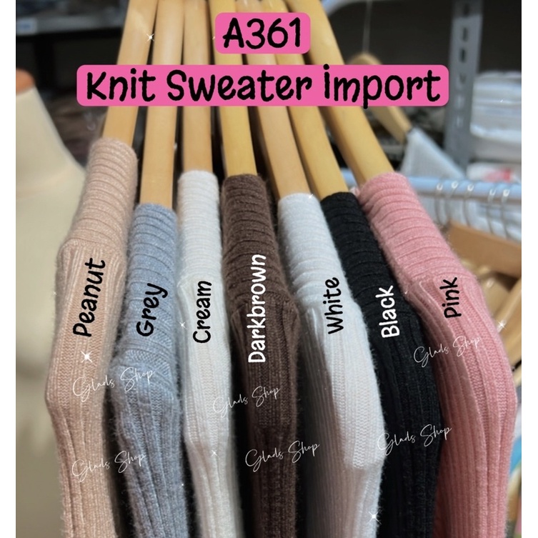 Atasan rajut vneck import A361 inner Knit Lengan Panjang Fashion Wanita