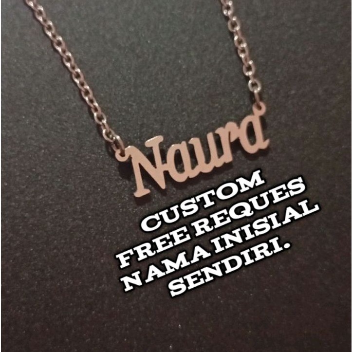 Kalung nama anti karat wanita titanium