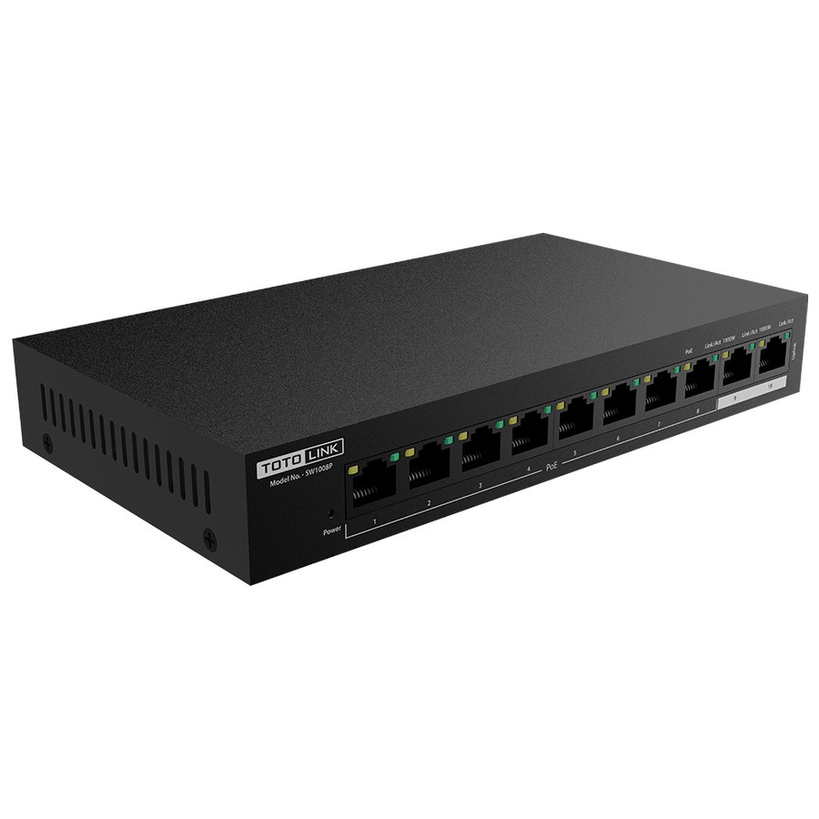 TotoLink 8-Port 10/100M PoE + 2-Port Gigabit Desktop Switch - SW1008P