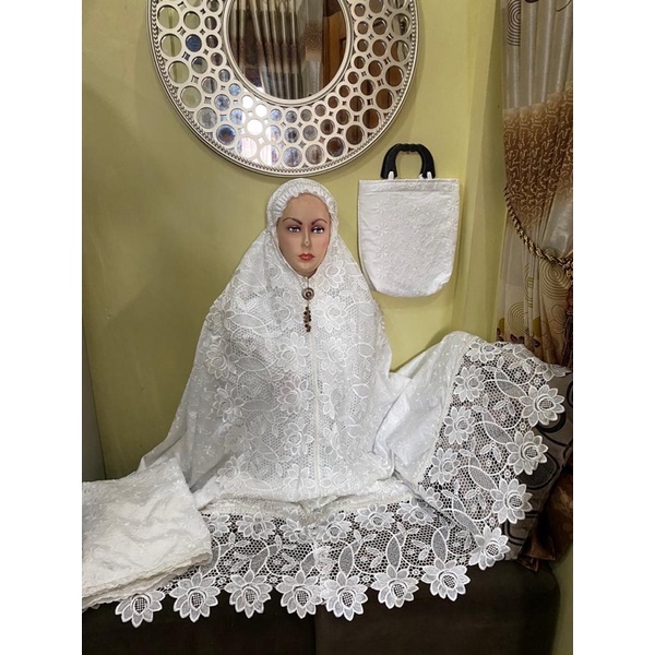 mukena cania putih besar kd full swarovsky sutra (COD)