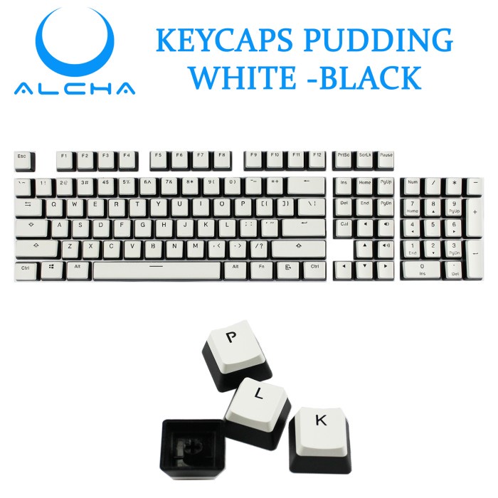 ALCHA KEYCAPS PUDDING / PUDING WHITE- BLACK MECHANICAL KEYBOARD