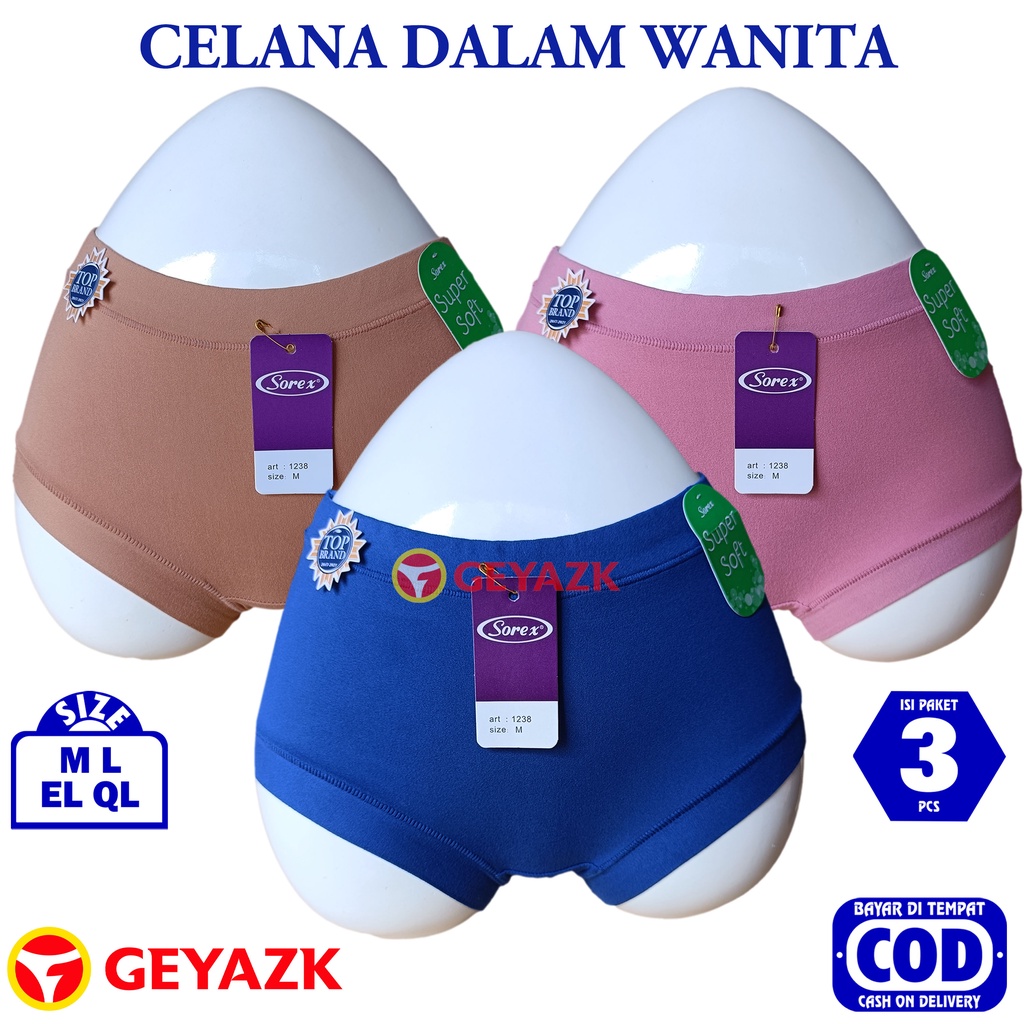 3Pcs Celana Dalam Wanita Super Soft 1238 Cd Perempuan