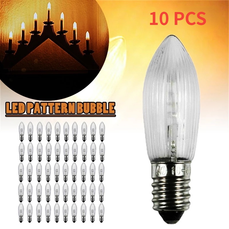 10pcs Bohlam Lampu Led E10 3w Pengganti 12v 14v 34v Bahan Kaca Hangat