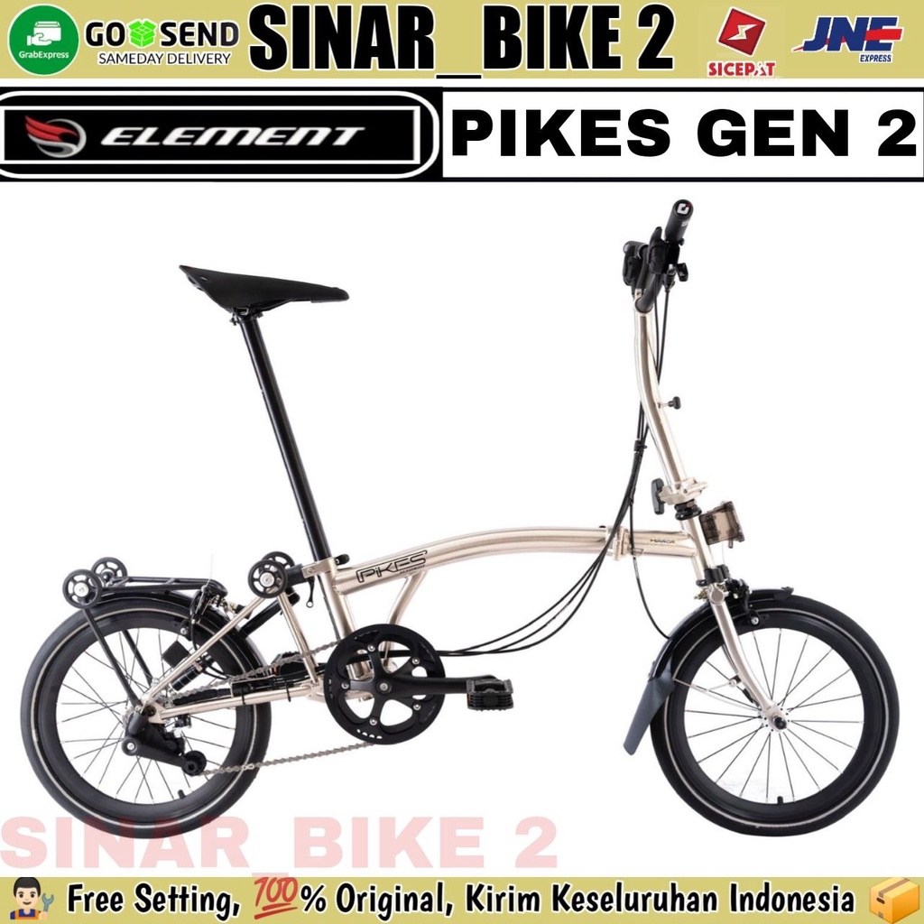 Sepeda Lipat ELEMENT PIKES GEN 2 Chrome Silver Folding Bike Trifold