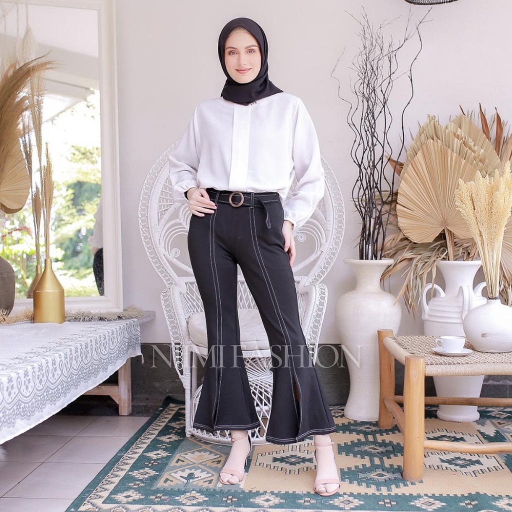 NIMI - Scuba Pants Celana Premium Scuba Import / Celana Cutbray Office Pants Import / Bawahan High Waist Cutbray wanita