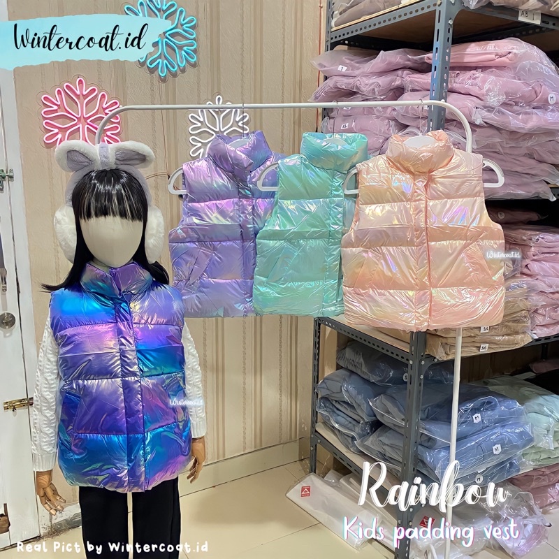 Kids padding vest winter rainbow rompi hangat anak musim dingin jaket atasan cowok cewek import gunung