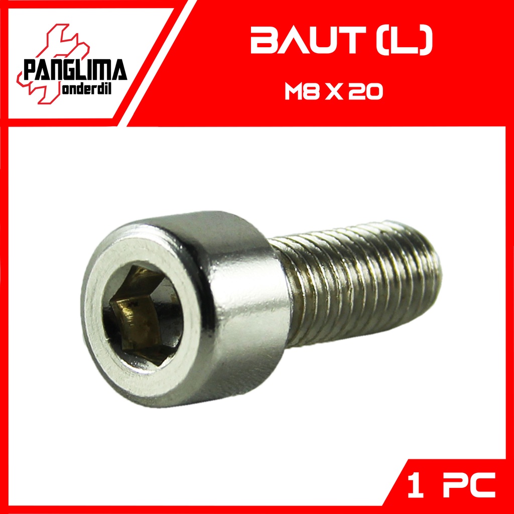 Baut L-L6 8x20-8X20-M 8 x 20 Kunci-K 5 P-Pitch 1.25 Baud-Bolt