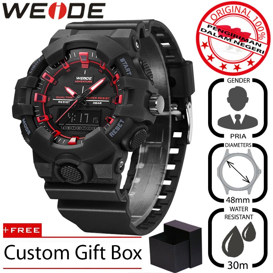 Weide 3J8006 Jam Tangan Pria Sport Analog Quartz - Digital Silikon PU 48 mm - Anti Air 30 M Renang - Water Resistant Watches