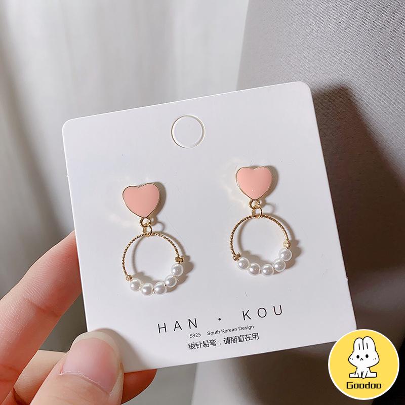 Anting geometris cincin kecil anting -anting mutiara cinta manis -Doo -Doo