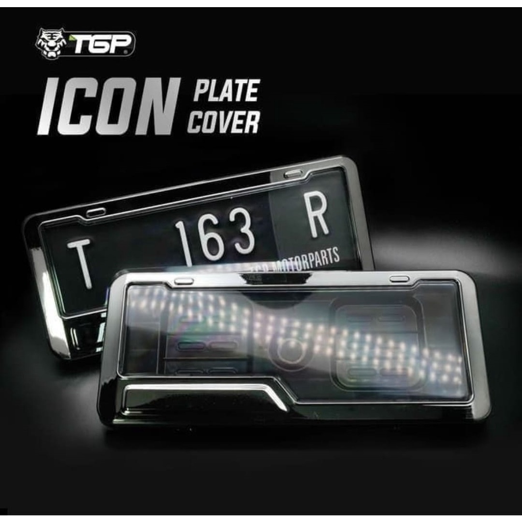 Cover Bingkai Plat Nomor Tgp Ico Black Chrome dudukan Icon Black Chrome Universal Honda Yamaha Suzuki Dll