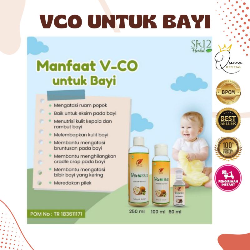 VCO SR12 Untuk Ruam Popok / Minyak Bayi / Biang Keringat / Minyak Kelapa Untuk Bayi / Obat Eksim Bruntusan Dermatitis Kulit Berkerak Bayi Anak