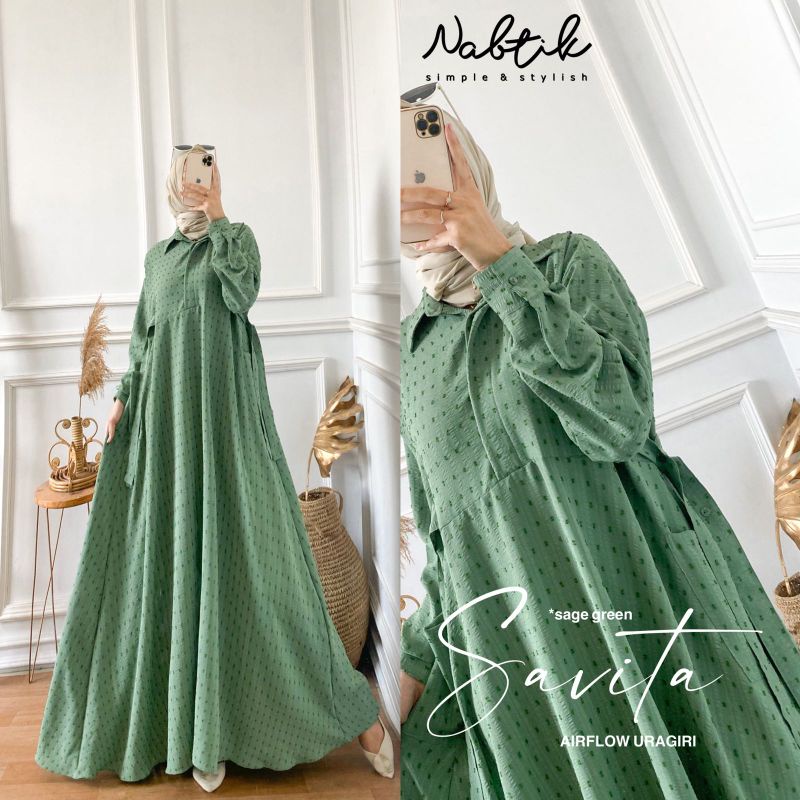 Savita+Relo#2+Relo gamis ori nabtik free size jumbo ready stok