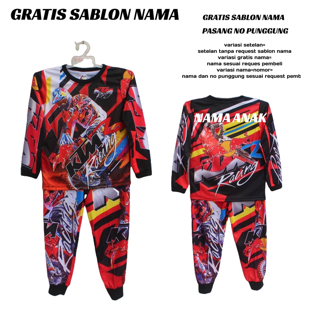 Setelan motor cros baju tidur motor cross baju balap lengan panjang