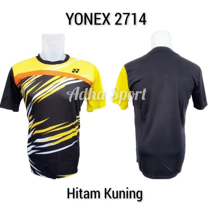 ORIGINAL Kaos Badminton Yonex 2714 / Y2714 Hitam Kuning ADHA SPORT
