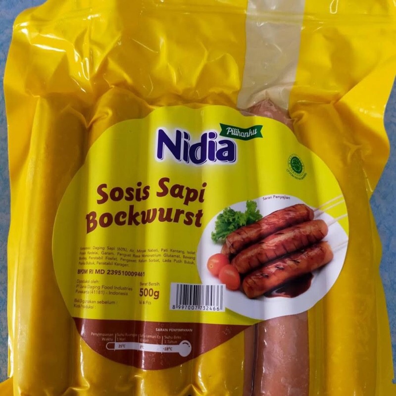 

NIDIA Sosis Sapi Bockwurst 6pcs [500g] / Beef Sausage