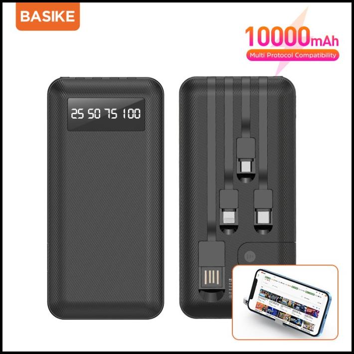 Basike10000Mah Powerbank Dengan Kabel Isi Daya Semua Telepon