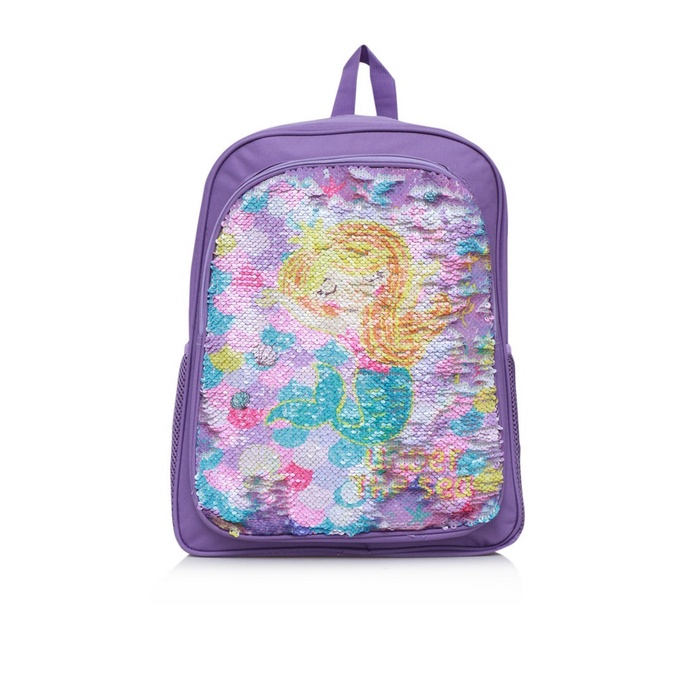 NEW Tas Sekolah Pink Kiss by Elizabeth Nusa Sequin Backpack - Purple