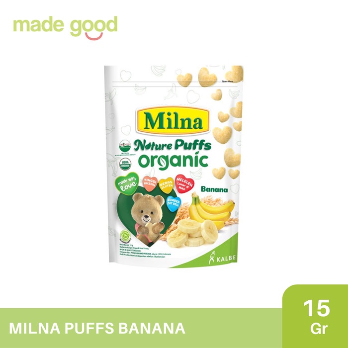 

Milna Nature Puff Organic Banana Keju Apel 15 G Cemilan Snack MPASI
