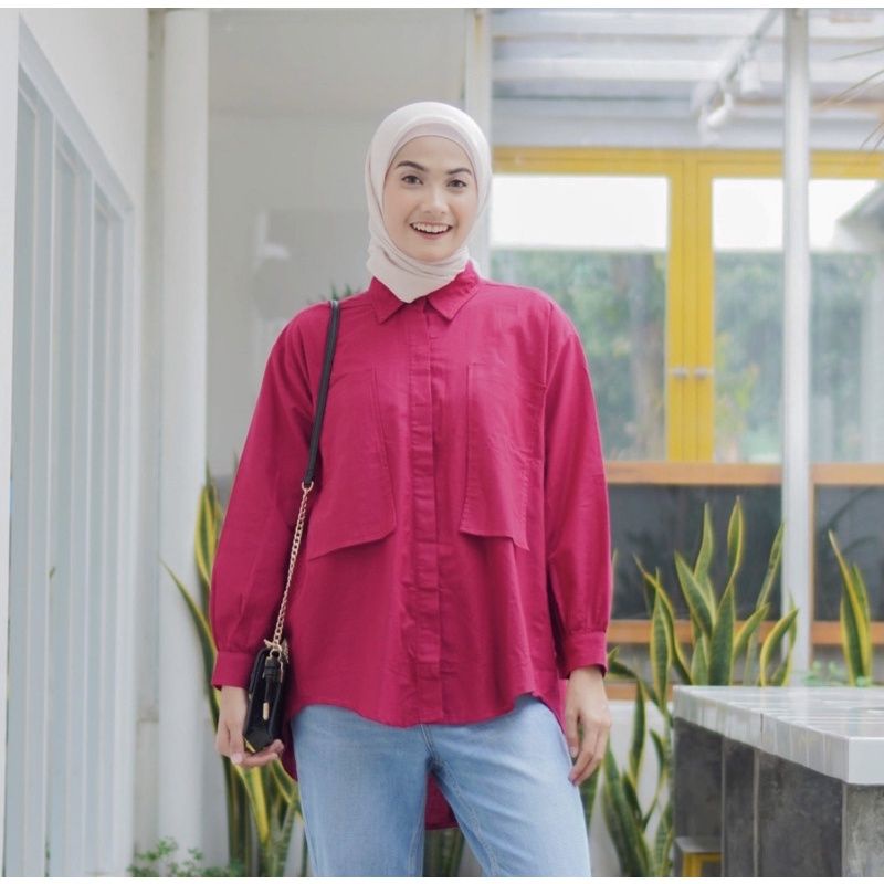 Kemeja Wanita Linen Jazlyn Shirt Linen 2 Pocket