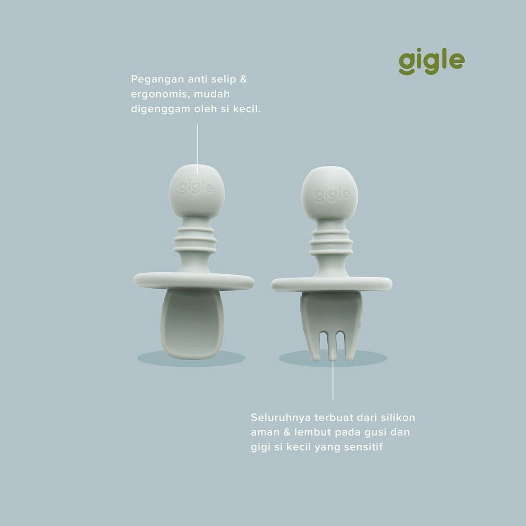 Gigle Anti Chocking Baby Spoon &amp; Fork Sendok Garpu Bayi Anti Tersedak