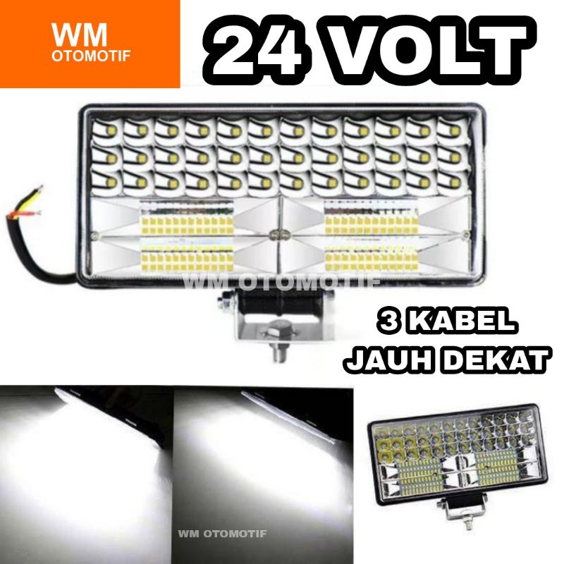 Lampu Tembak Sorot 24 Volt LED CWL 84 Mata CREE Truk Bus Canter Tronton Traktor 4 Inch 3 Kabel Jauh Dekat High Low Hi Lo Utama Depan Laser Super Bright Offroad Truck Bis Fuso Tractor Bar Cree LightBar Work Light Motor Mobil Alat Berat Putih Waterproof