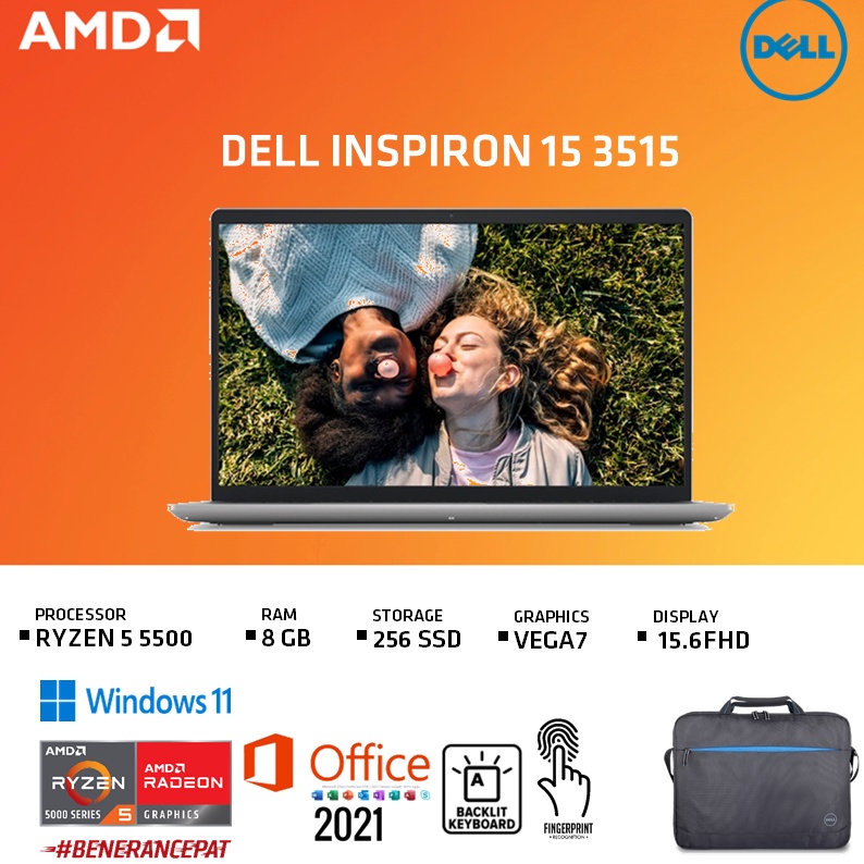 DELL INSPIRON 15 5515 RYZEN 5 5500 16GB 512SSD VEGA7 W11+OHS 15.6FHD - SILVER