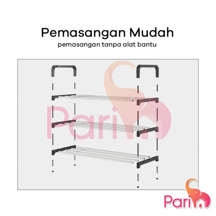 RAK SEPATU 5 TINGKAT TEMPAT SEPATU 5 SUSUN RANGKA BESI &PLASTIK YK-216