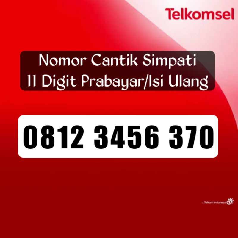 Nomor Cantik Simpati 11 Digit Prabayar seri Naik 123456 370 isi Ulang Sakti Combo